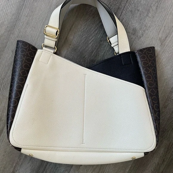Calvin Klein Elegant Cream and Brown Tote - Picture 2 of 9